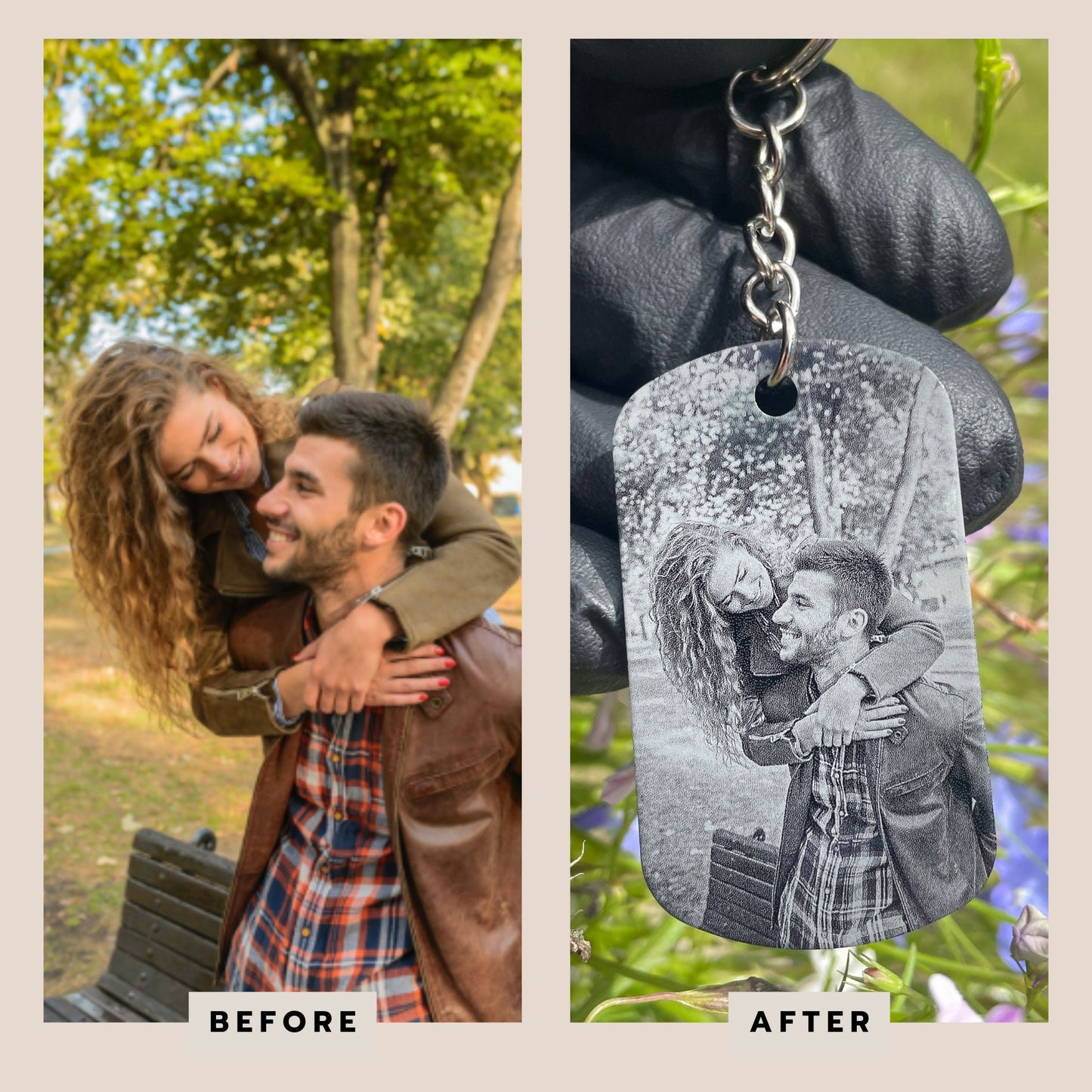 Personalised Engraved Photo Keyring - Custom Sentimental Keepsake Gift