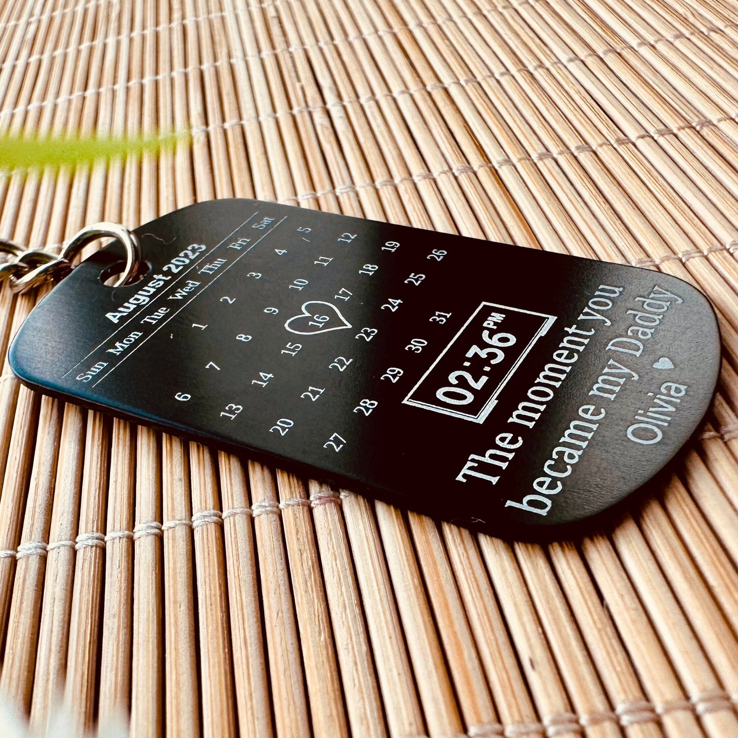Custom Photo Keychain for Dad,Personalized Engraved Calendar Date Picture Keyring,Anniversary Gifts for Him,Fathers Day Gift,Daddy gift