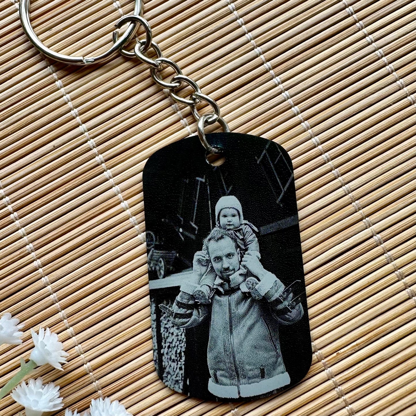 Custom Photo Keychain for Dad,Personalized Engraved Calendar Date Picture Keyring,Anniversary Gifts for Him,Fathers Day Gift,Daddy gift