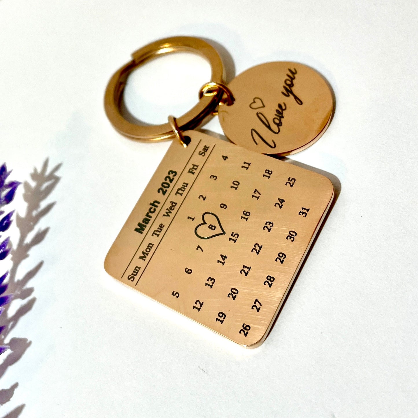 Personalised Calendar Keyring | Engraved Date Gift | Keychain Name | Couple Keychain | Wedding Gift | Birthday Gift | Anniversary Gift