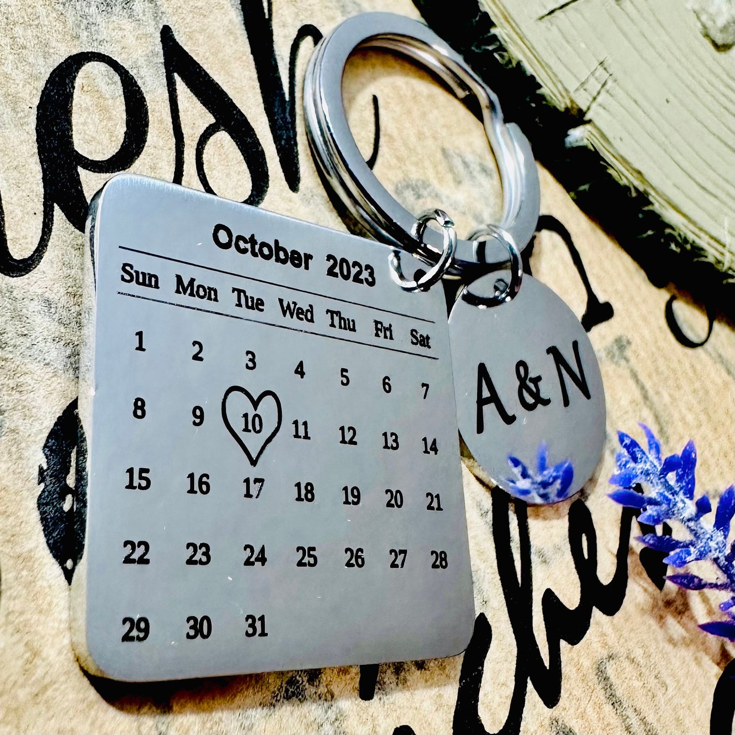Personalised Calendar Keyring | Engraved Date Gift | Keychain Name | Couple Keychain | Wedding Gift | Birthday Gift | Anniversary Gift