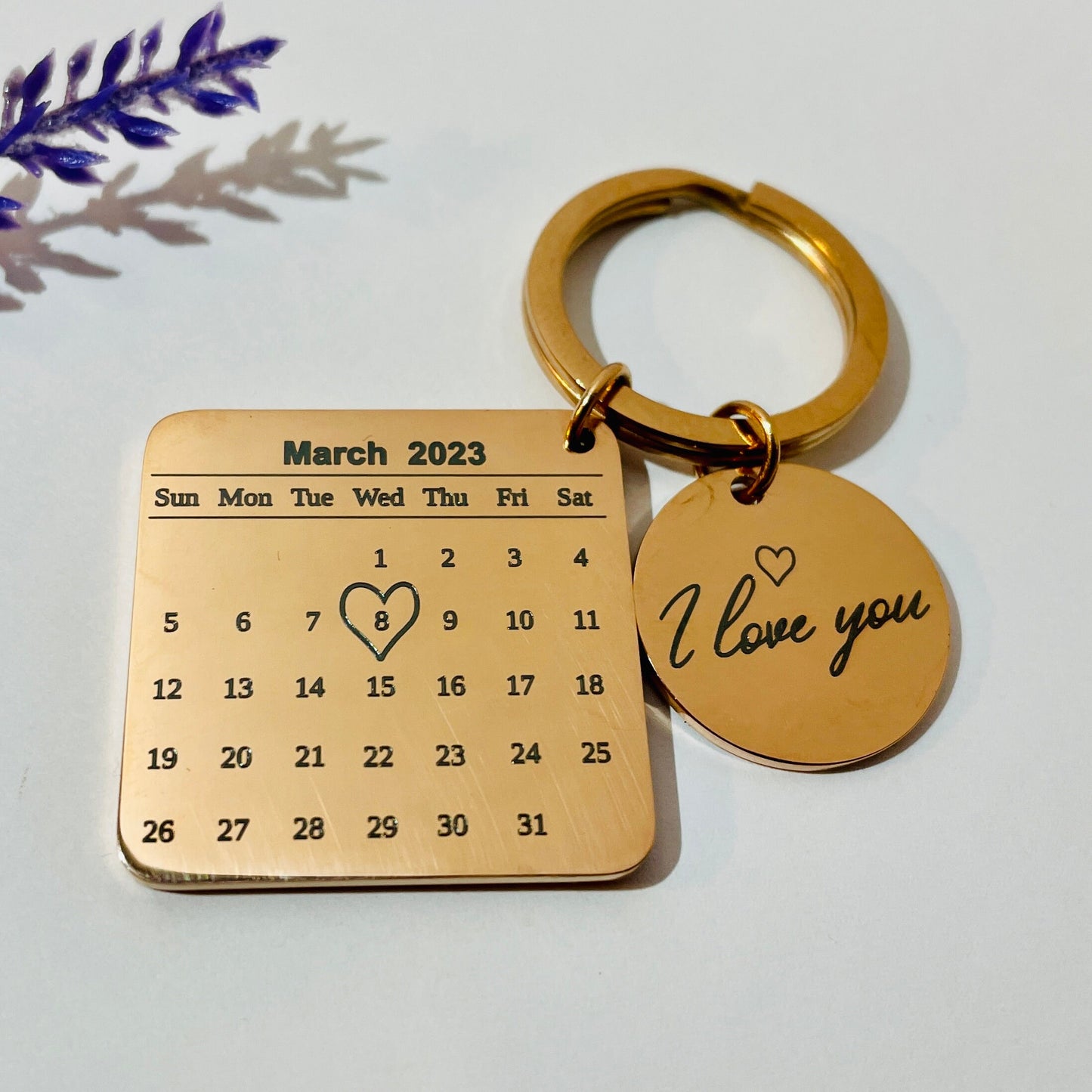Personalised Calendar Keyring | Engraved Date Gift | Keychain Name | Couple Keychain | Wedding Gift | Birthday Gift | Anniversary Gift