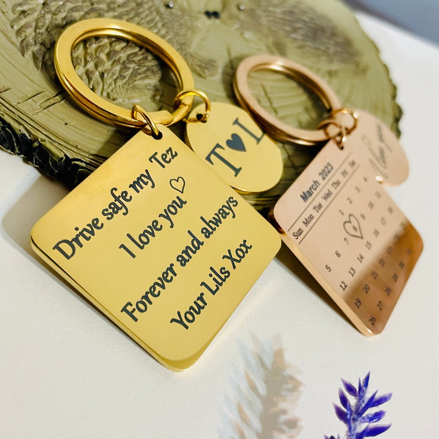 Personalised Calendar Keyring | Engraved Date Gift | Keychain Name | Couple Keychain | Wedding Gift | Birthday Gift | Anniversary Gift