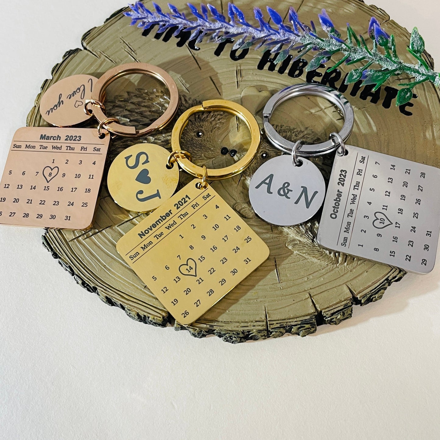 Personalised Calendar Keyring | Engraved Date Gift | Keychain Name | Couple Keychain | Wedding Gift | Birthday Gift | Anniversary Gift
