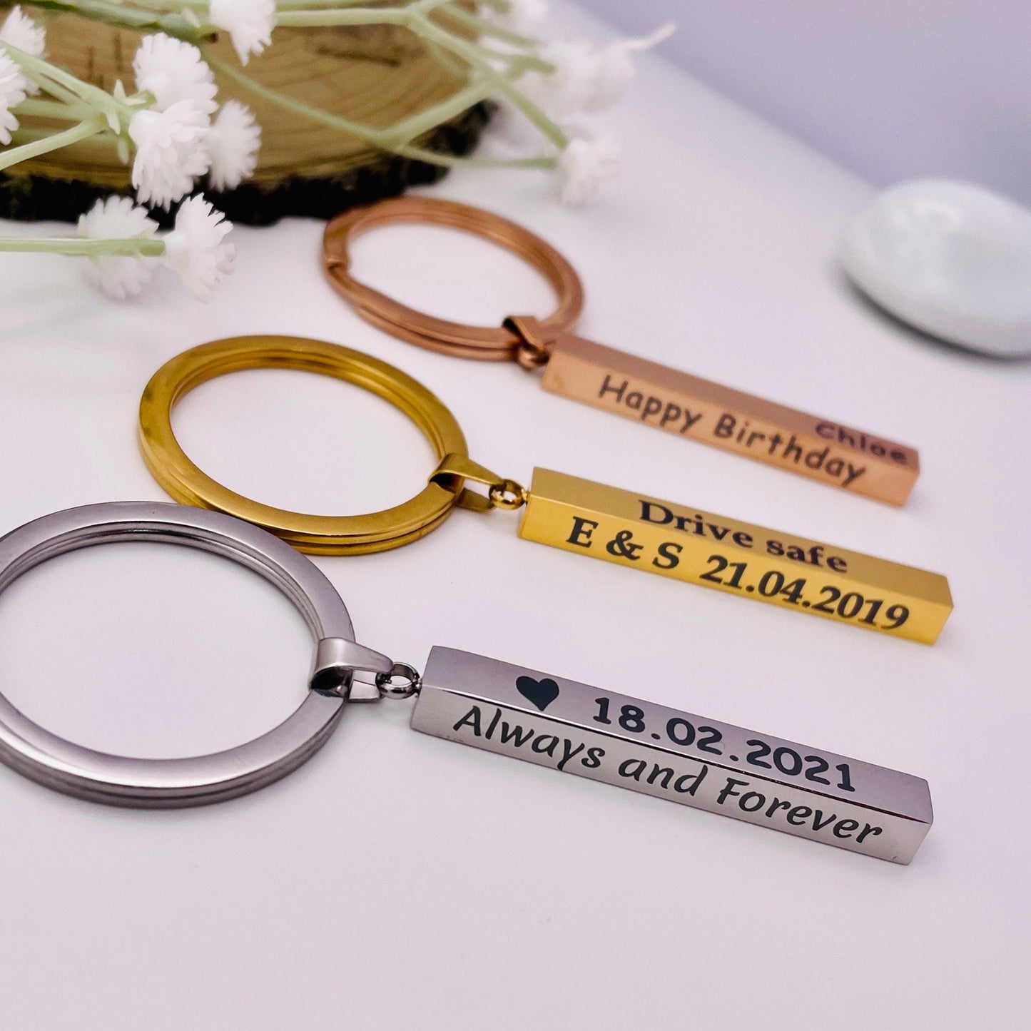 Personalised Bar Keychain | Engraved Keychain | Personalised Keyring | Drive Safe | Gift For Him | Personalised Gift | Best Friend Key ring
