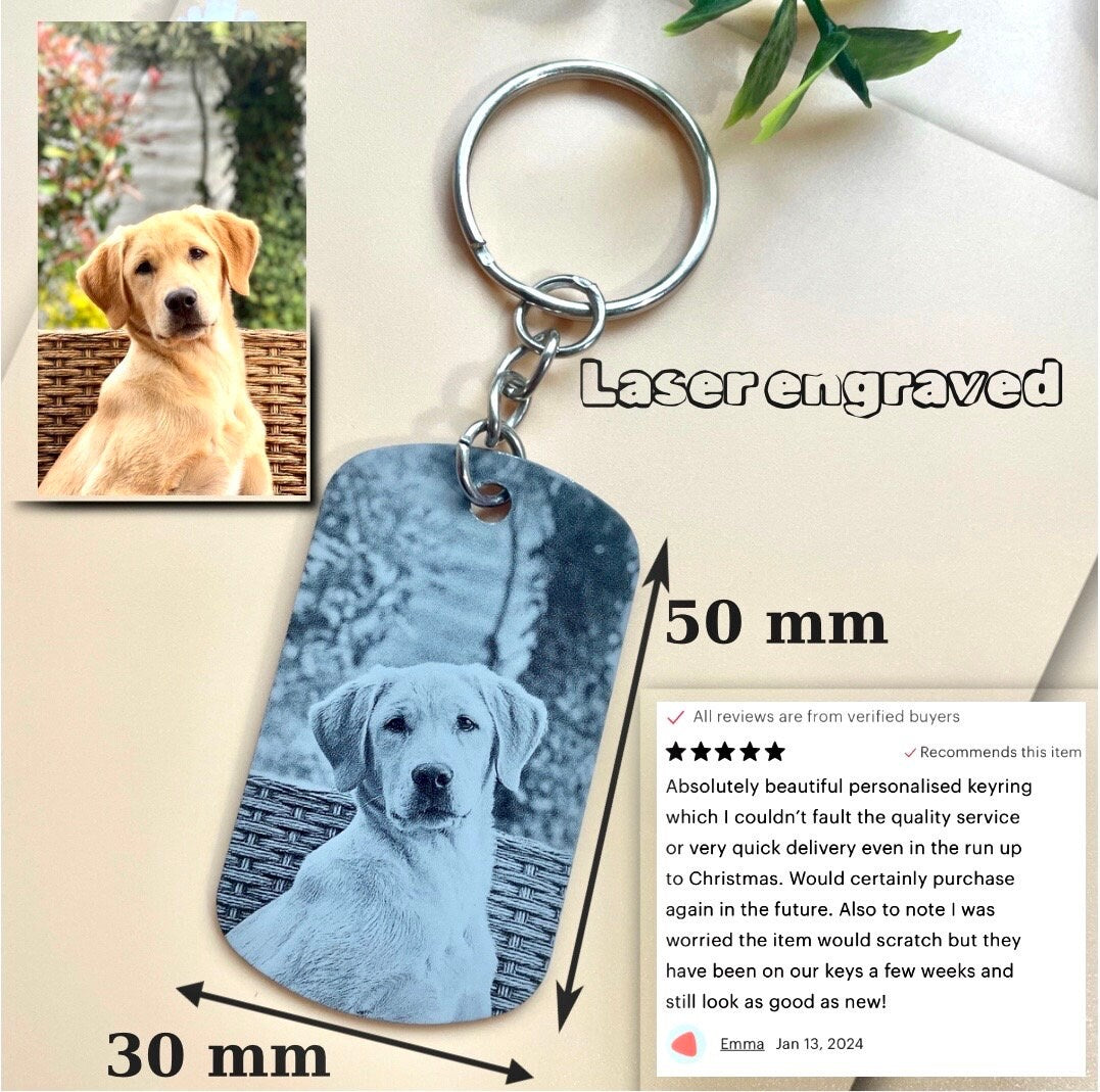 Dog Memorial Photo Keyring, Custom Pet Keepsake, Personalised Pet Memorial Photo Key ring - Cat Dog Pet Loss Bereavement Grief Keychain