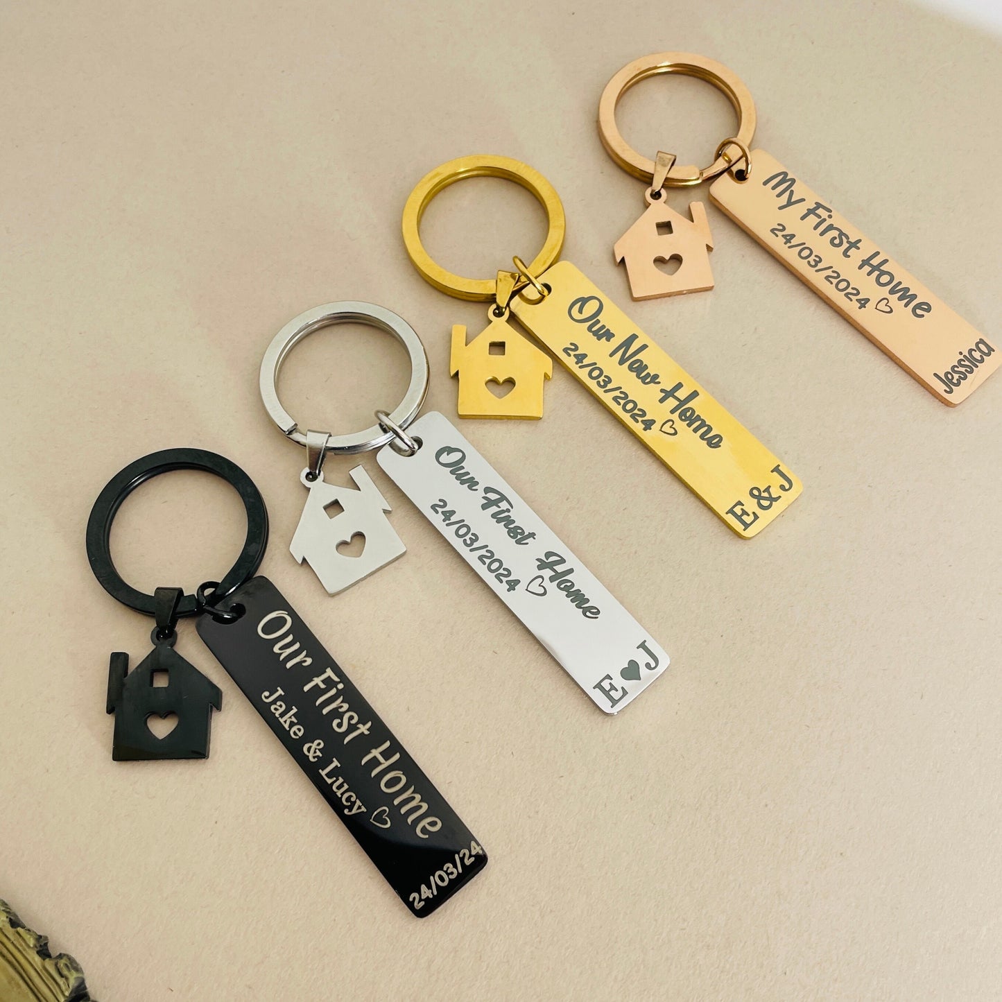 New Home First Home Keychain Personalised Gift Matching Couple Keyrings for New Home Gift Housewarming Gift Just Married Gift First Home