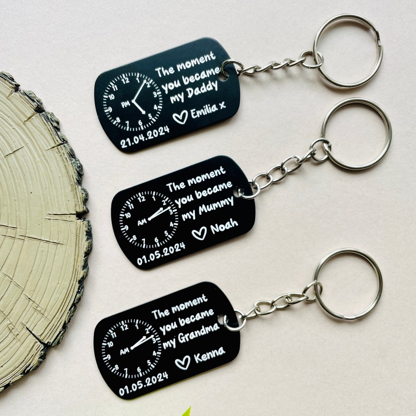 Personalised Daddy Photo Keyring - The Moment You Became My Daddy | Personalised New Born Baby Gift | Gift for New Mummy Daddy Grandma Nanny