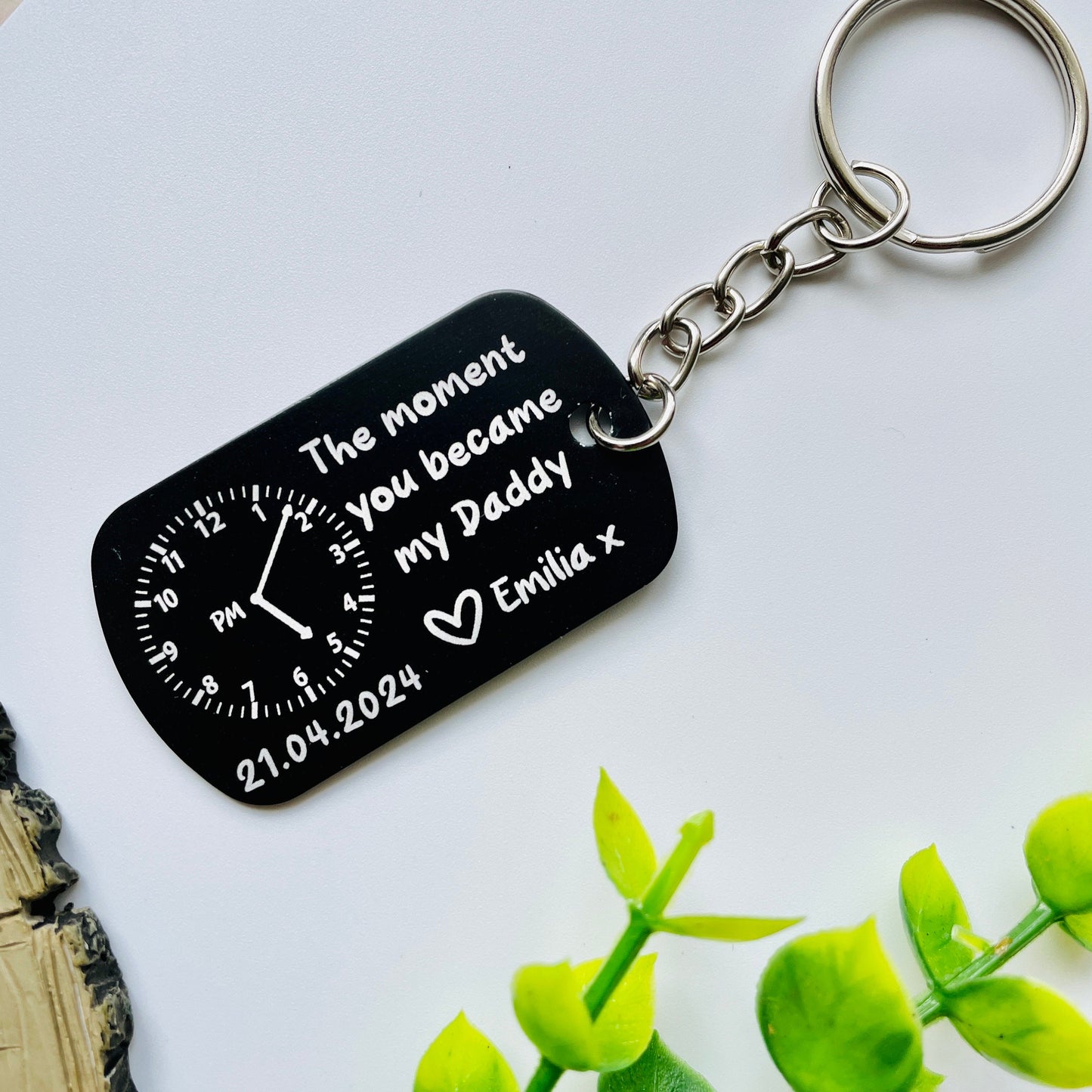 Personalised Daddy Photo Keyring - The Moment You Became My Daddy | Personalised New Born Baby Gift | Gift for New Mummy Daddy Grandma Nanny