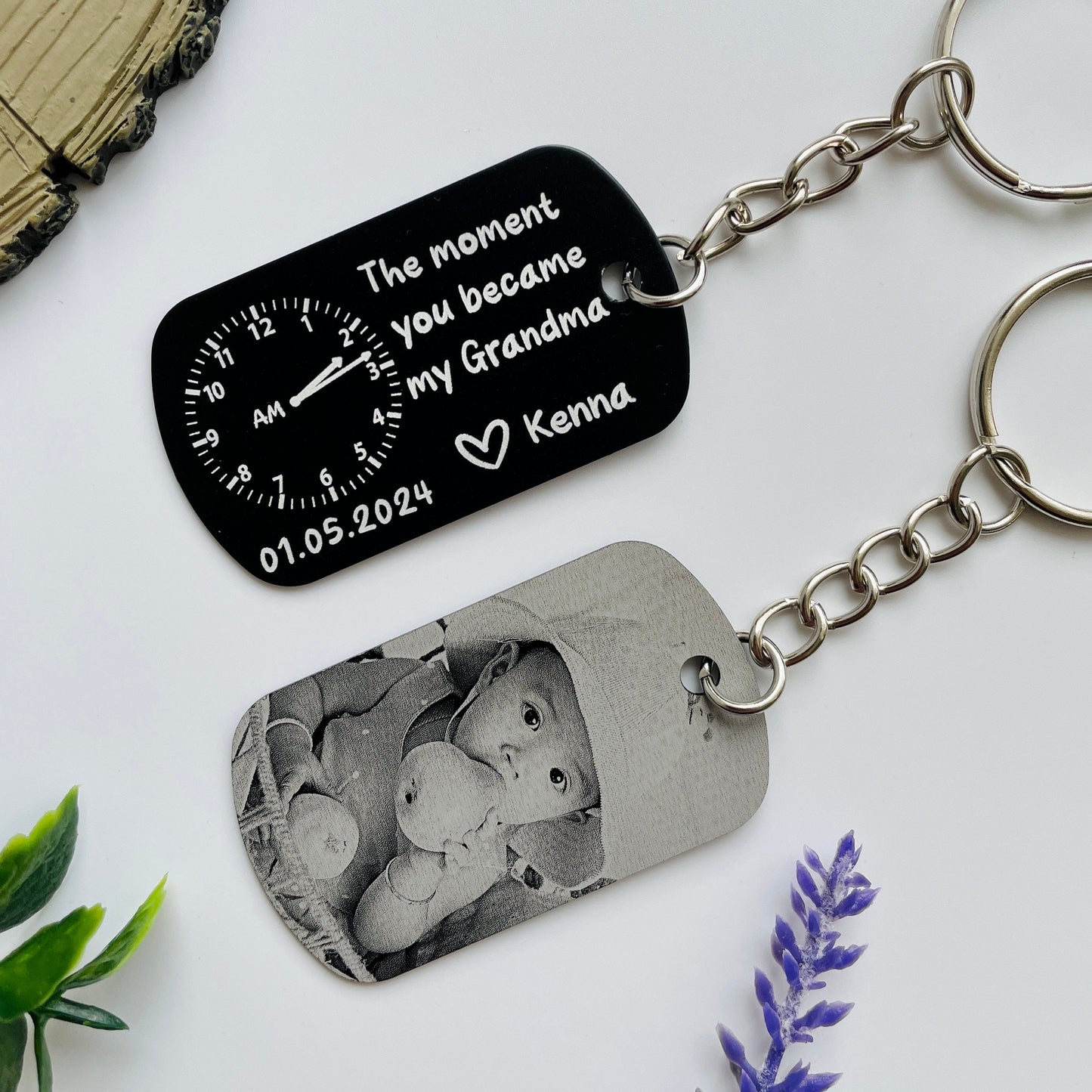 Personalised Daddy Photo Keyring - The Moment You Became My Daddy | Personalised New Born Baby Gift | Gift for New Mummy Daddy Grandma Nanny