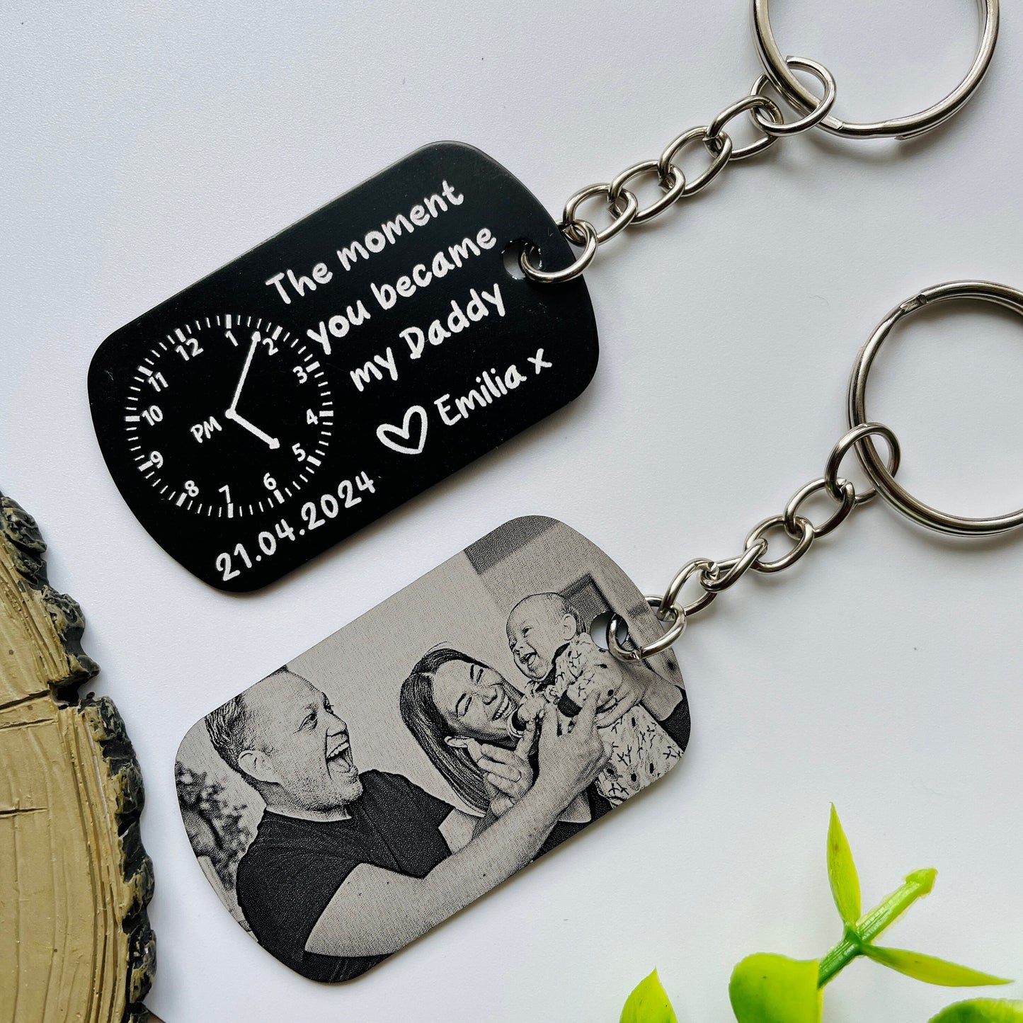 Personalised Daddy Photo Keyring - The Moment You Became My Daddy | Personalised New Born Baby Gift | Gift for New Mummy Daddy Grandma Nanny