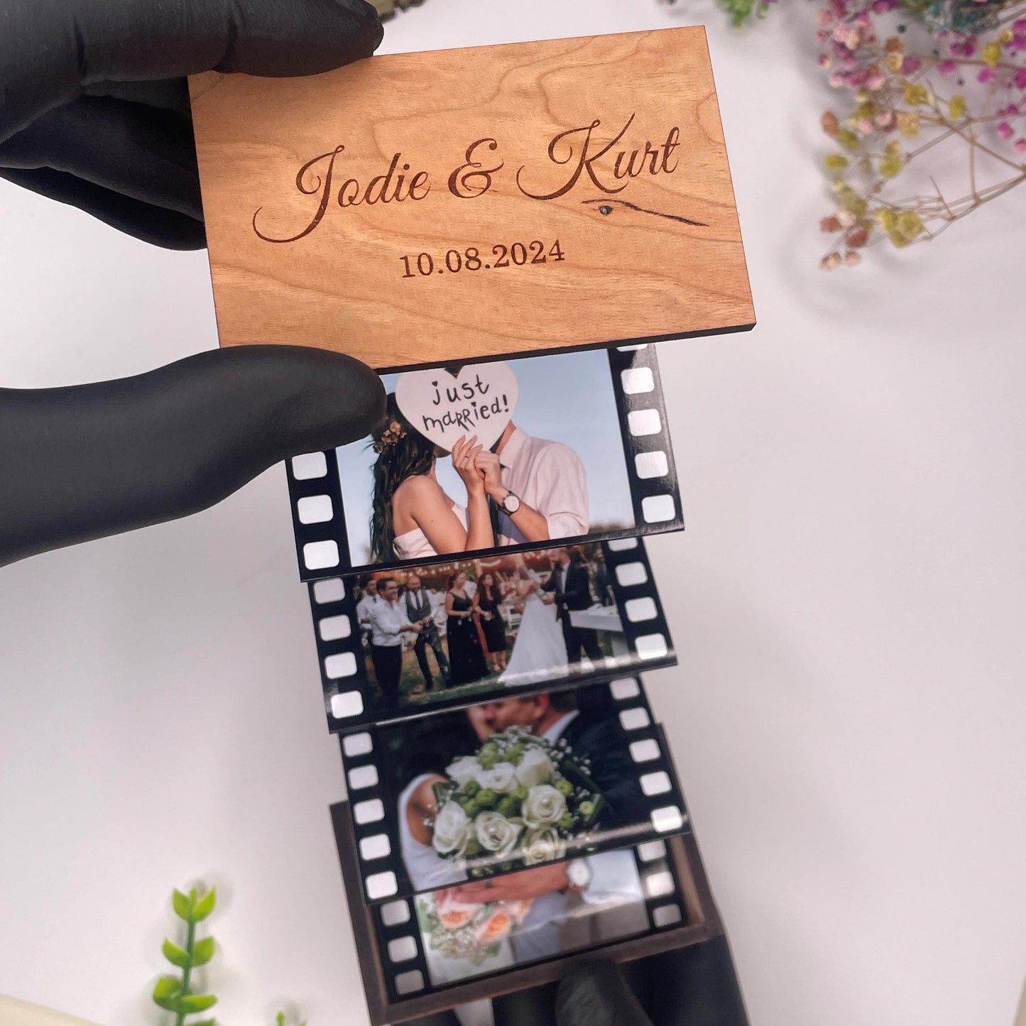 Pull Out Photo Box | Custom Wooden Photo Album | Personalised Memory Keepsake Box | Memory Trinket Wooden Box, Couples Gifts,Valentine's Day