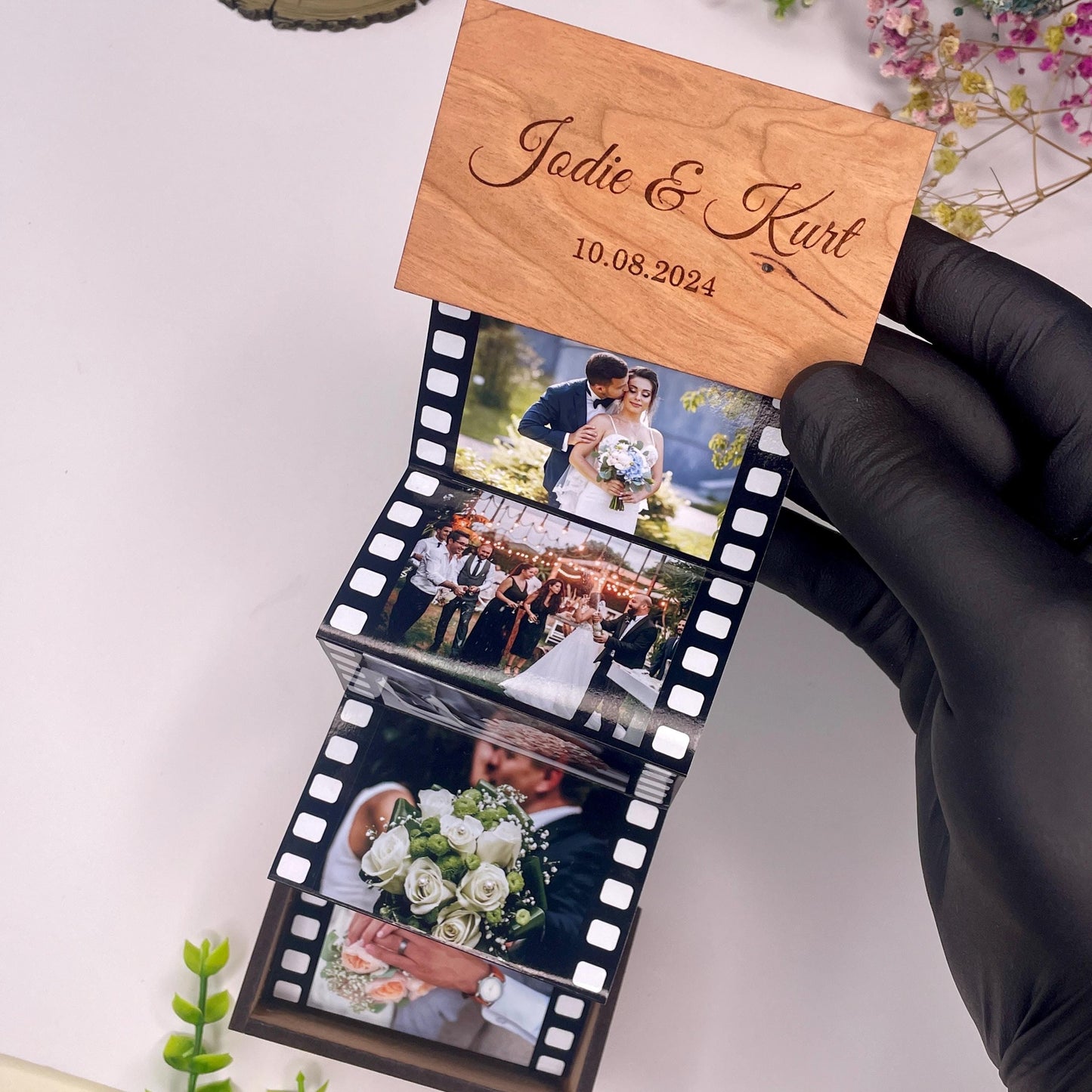 Pull Out Photo Box | Custom Wooden Photo Album | Personalised Memory Keepsake Box | Memory Trinket Wooden Box, Couples Gifts,Valentine's Day