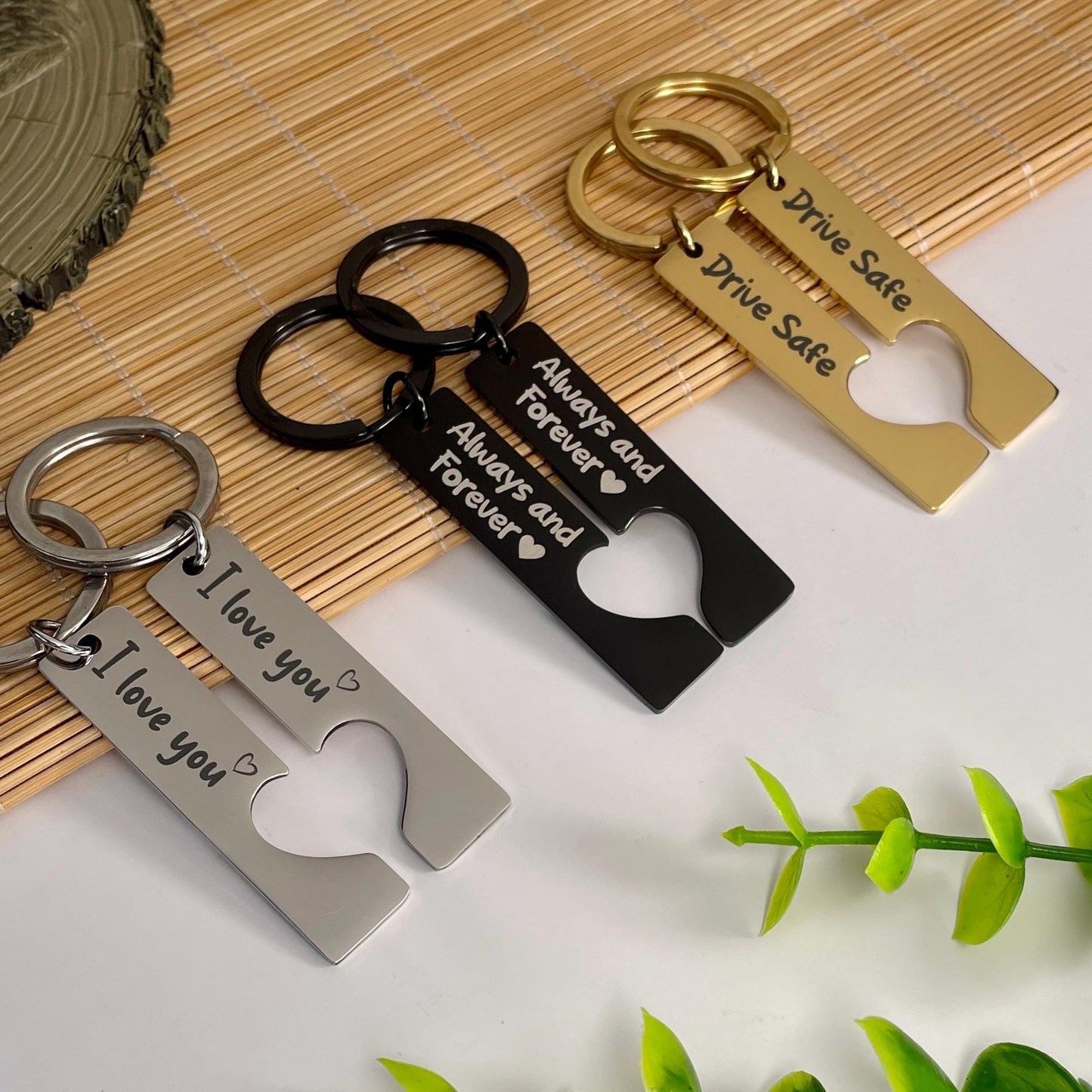 It Started With a Message Keychain | Personalized Date & Time Couple Keyring Set | Romantic Gift for Anniversary, Wedding, Valentine's Day