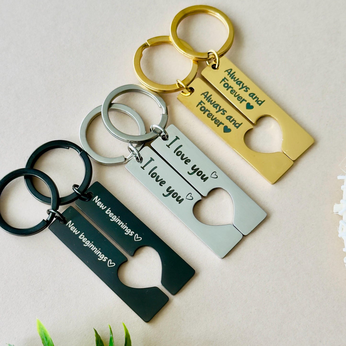 First Home Gift Keyrings | Personalised Couples Keychains | New Home Keepsake | Our First Home | Moving House Gift | Set of 2 Keychains