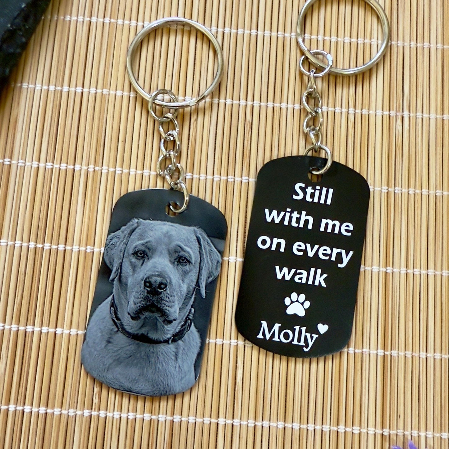 Dog Memorial Photo Keyring, Custom Pet Keepsake, Personalised Pet Memorial Photo Key ring - Cat Dog Pet Loss Bereavement Grief Keychain