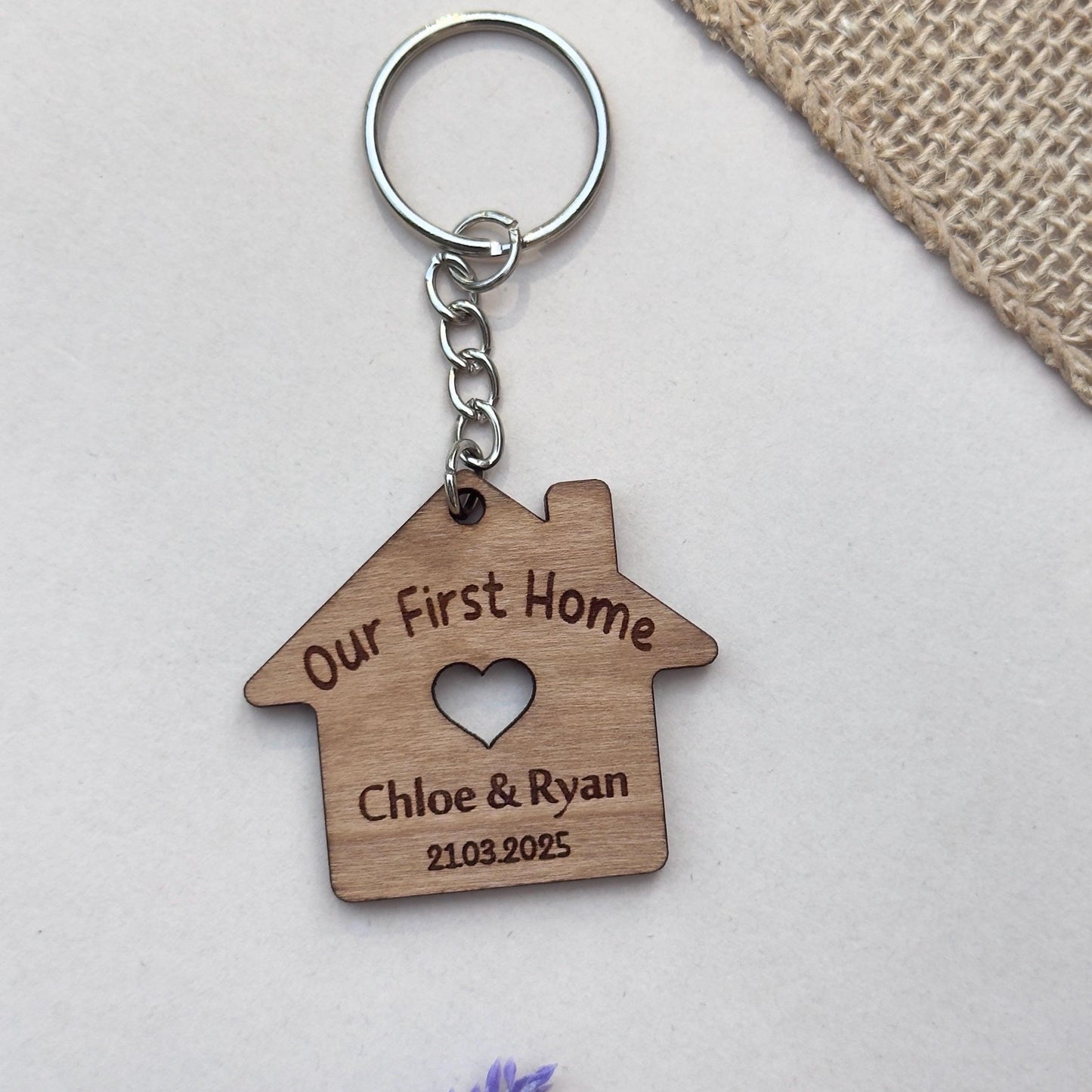 Our First Home Couples Keyring, Personalised House Warming Key Chain, Set of 2 Moving House Gift, New Home Keyrings, His & Hers Homeowner