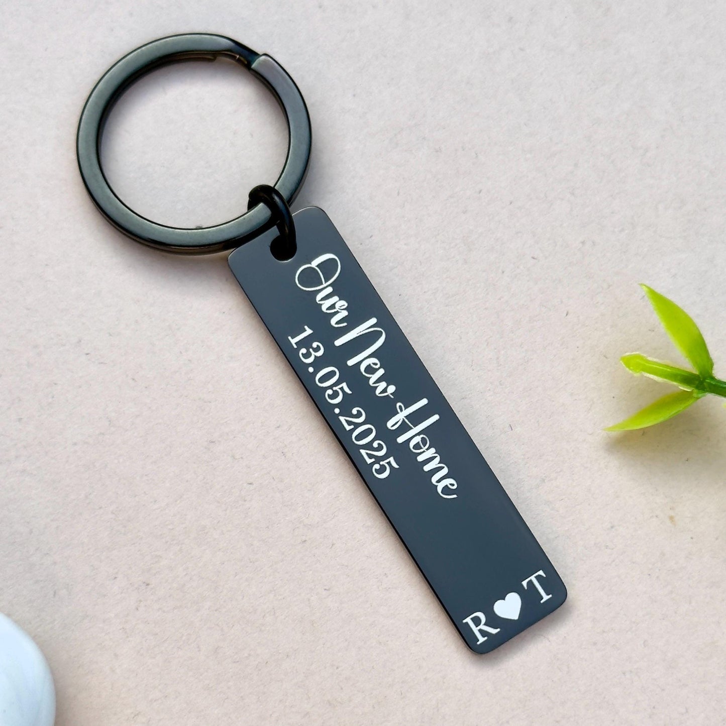 Our First Home Personalised Keyring, Custom New Home Keychain, Housewarming Gift, Moving House Keychain, Homeowner Gift, His & Hers Keyring