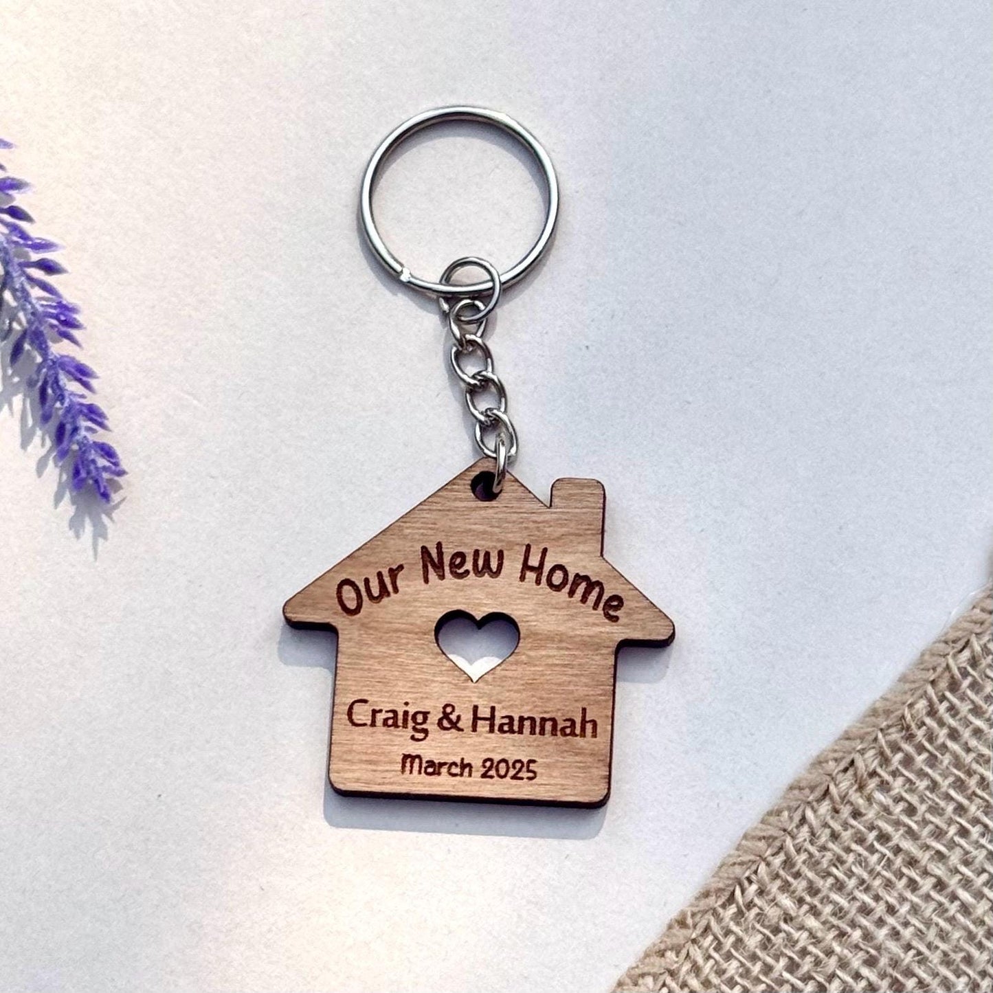 Our First Home Couples Keyring, Personalised House Warming Key Chain, Set of 2 Moving House Gift, New Home Keyrings, His & Hers Homeowner