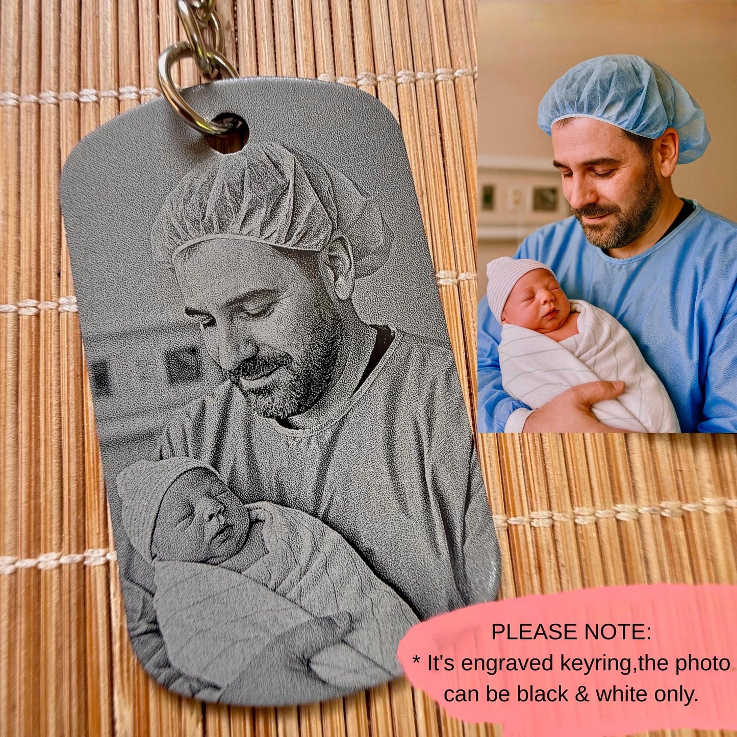 Personalised Daddy Photo Keyring - The Moment You Became My Daddy | Personalised New Born Baby Gift | First Fathers Day Gift, Gifts for Dad