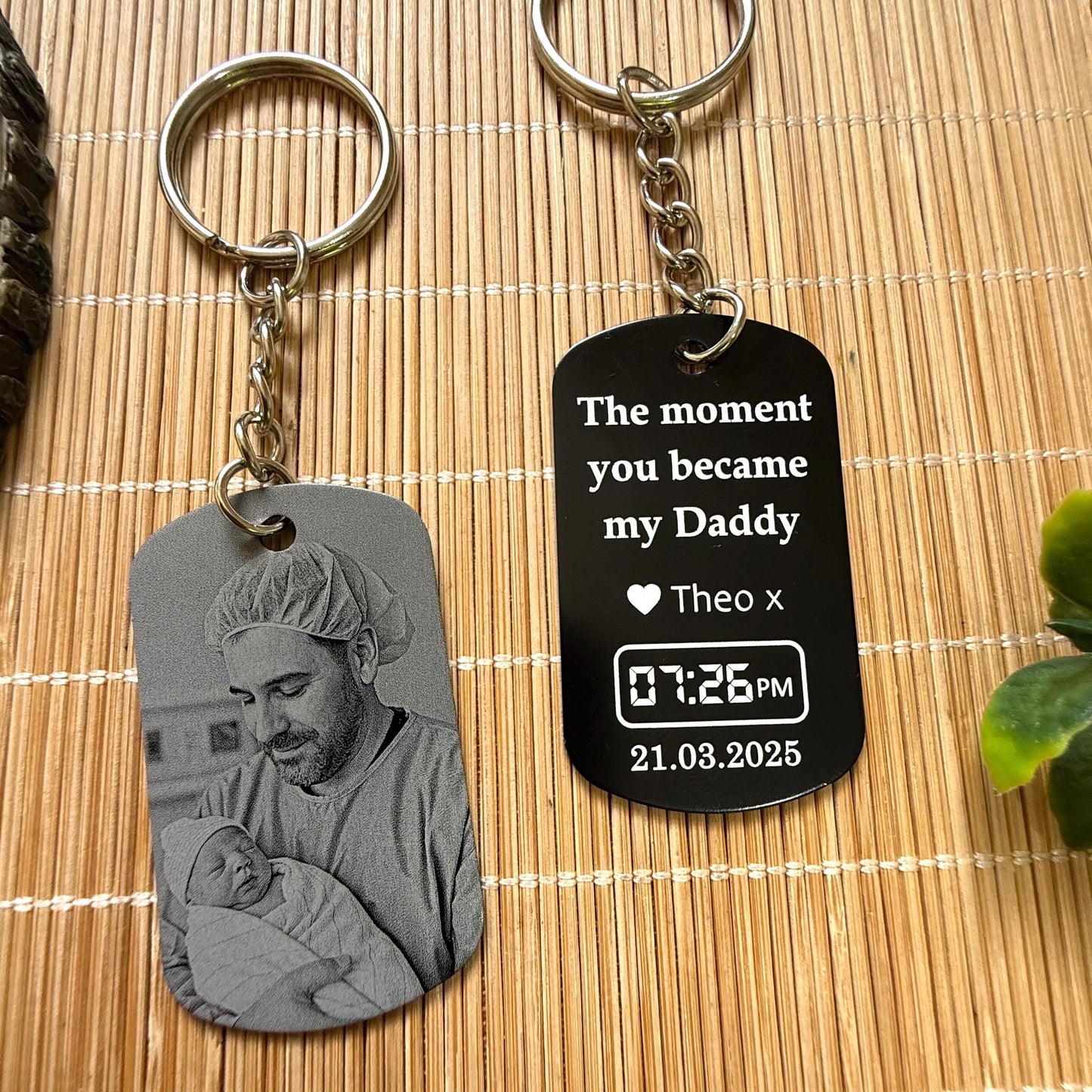 Personalised Daddy Photo Keyring - The Moment You Became My Daddy | Personalised New Born Baby Gift | First Fathers Day Gift, Gifts for Dad