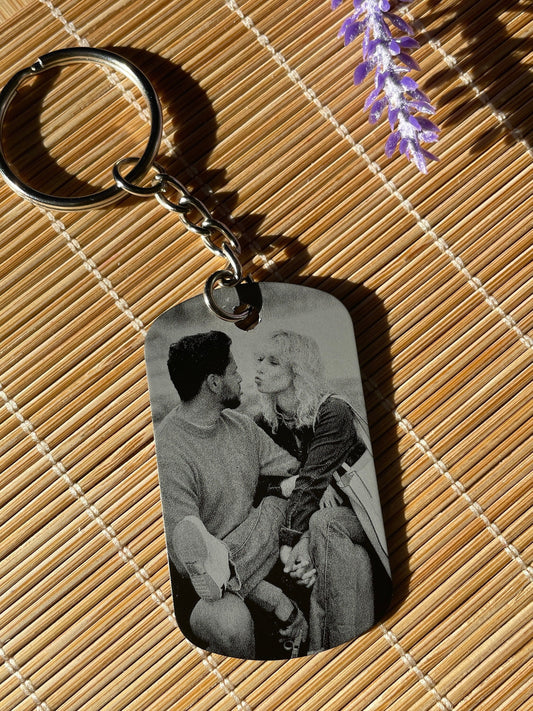 Personalised Engraved Photo Keyring - Custom Sentimental Keepsake Gift