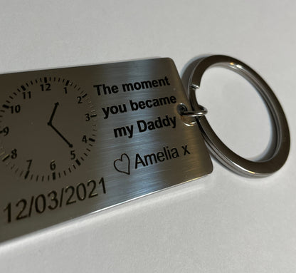 The Moment You Became My Daddy Keychain First Dad New Dad Keychain New Mummy Key Ring Personalised Gift Baby Shower Gift Father's Day Gifts