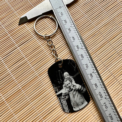 Custom Photo Keychain for Dad,Personalized Engraved Calendar Date Picture Keyring,Anniversary Gifts for Him,Fathers Day Gift,Daddy gift
