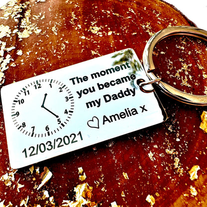 The Moment You Became My Daddy Keychain First Dad New Dad Keychain New Mummy Key Ring Personalised Gift Baby Shower Gift Father's Day Gifts