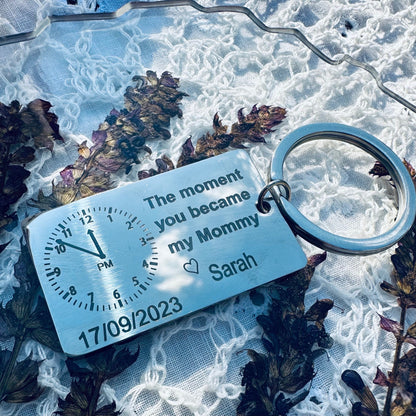 The Moment You Became My Daddy Keychain First Dad New Dad Keychain New Mummy Key Ring Personalised Gift Baby Shower Gift Father's Day Gifts