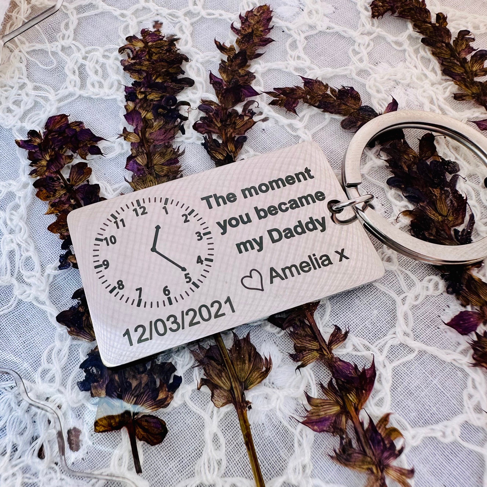The Moment You Became My Daddy Keychain First Dad New Dad Keychain New Mummy Key Ring Personalised Gift Baby Shower Gift Father's Day Gifts