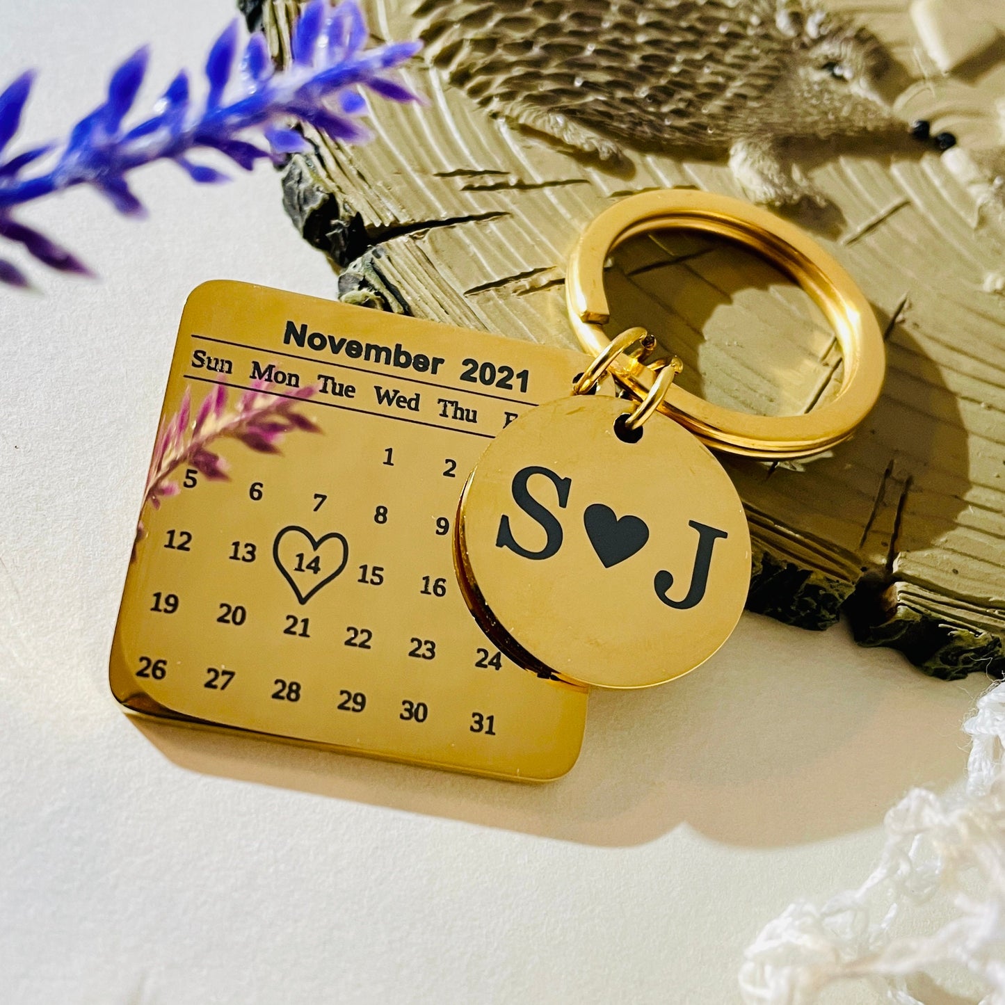 Personalised Calendar Keyring | Engraved Date Gift | Keychain Name | Couple Keychain | Wedding Gift | Birthday Gift | Anniversary Gift