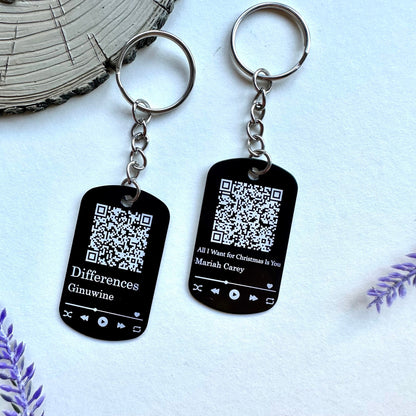 Personalised Music QR Code Keychain | Scannable Music Code | QR Code Keychains | Engraved Keychain | Gift For Him | Song | Music | Keyring