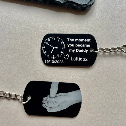 The Moment You Became My Daddy - Personalised Photo Keyring