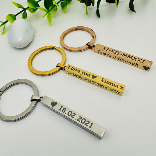 Location Coordinates Keychain Longitude Latitude Keychain,Personalized Keychain for Woman,Custom Pendant Keychain,Metal Engraved Keychain