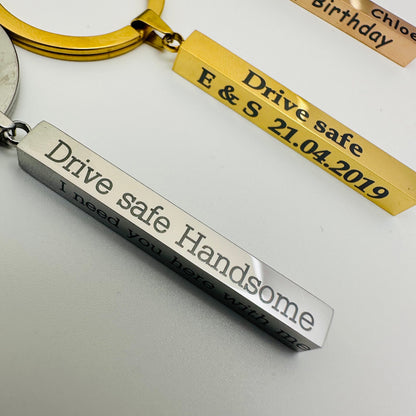 Personalised Bar Keychain | Engraved Keychain | Personalised Keyring | Drive Safe | Gift For Him | Personalised Gift | Best Friend Key ring