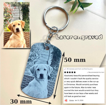 Dog Memorial Photo Keyring, Custom Pet Keepsake, Personalised Pet Memorial Photo Key ring - Cat Dog Pet Loss Bereavement Grief Keychain