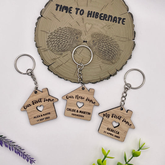 Our First Home Keyring - Key Chain - Moving House - First Home - Wooden Personalised Keyring - Wooden Gift - New home Gift - New House