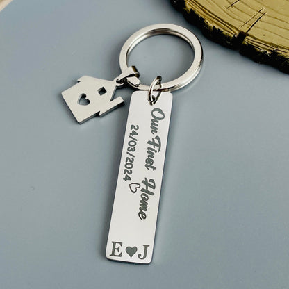 New Home First Home Keychain Personalised Gift Matching Couple Keyrings for New Home Gift Housewarming Gift Just Married Gift First Home