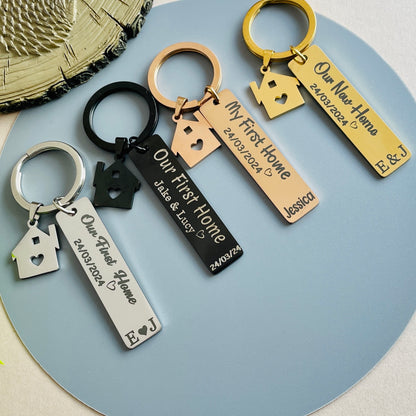 New Home First Home Keychain Personalised Gift Matching Couple Keyrings for New Home Gift Housewarming Gift Just Married Gift First Home