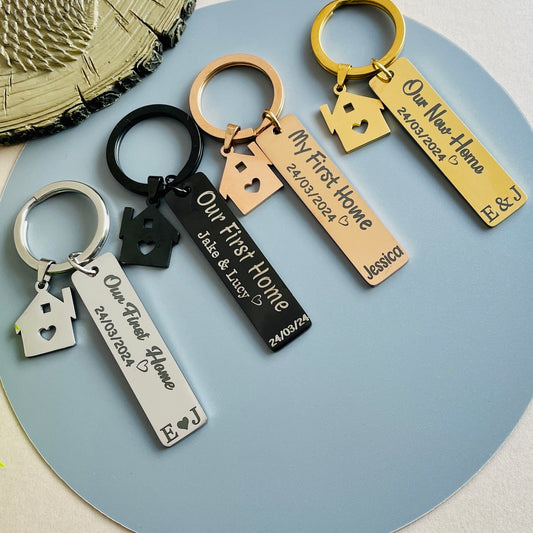 New Home First Home Keychain Personalised Gift Matching Couple Keyrings for New Home Gift Housewarming Gift Just Married Gift First Home