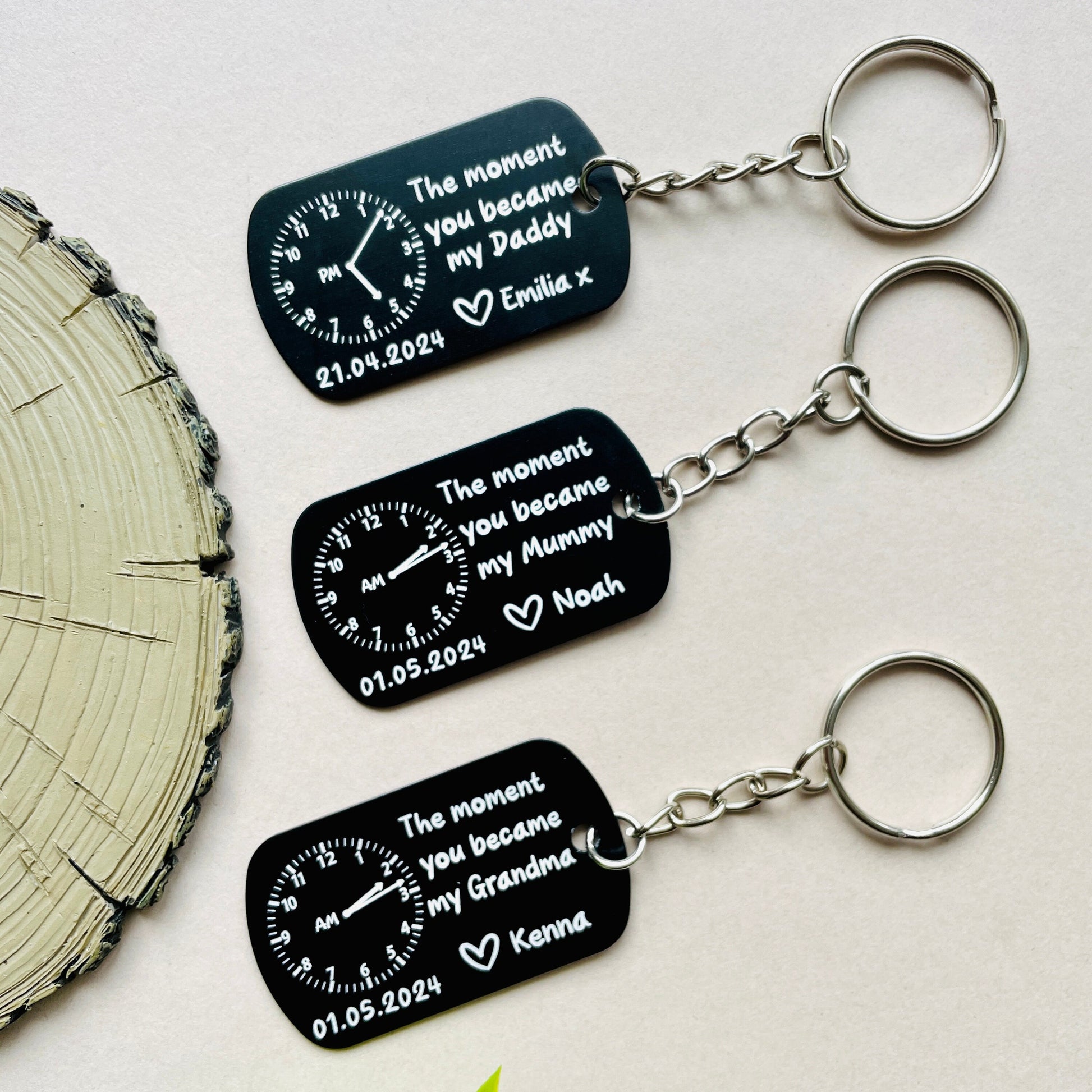 Personalised Daddy Photo Keyring - The Moment You Became My Daddy | Personalised New Born Baby Gift | Gift for New Mummy Daddy Grandma Nanny