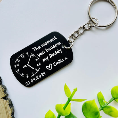 Personalised Daddy Photo Keyring - The Moment You Became My Daddy | Personalised New Born Baby Gift | Gift for New Mummy Daddy Grandma Nanny