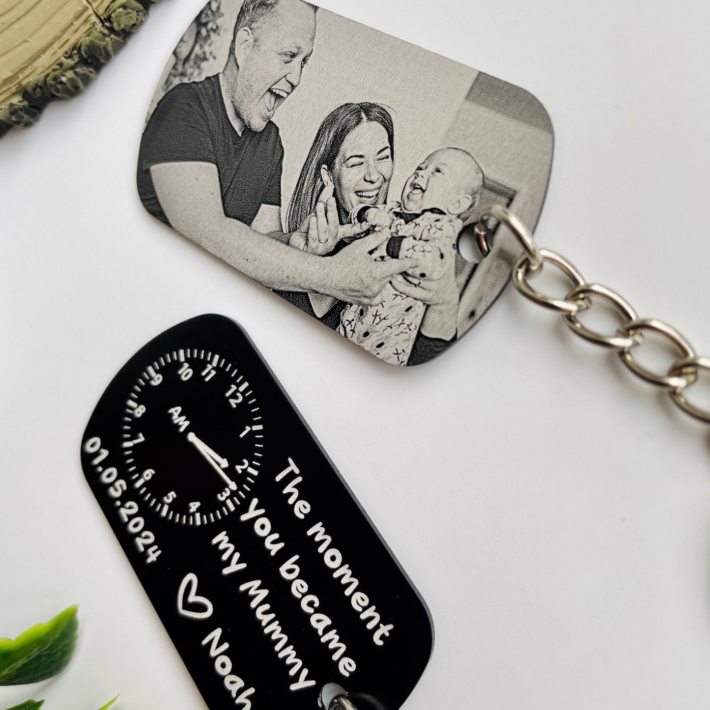 Personalised Daddy Photo Keyring - The Moment You Became My Daddy | Personalised New Born Baby Gift | Gift for New Mummy Daddy Grandma Nanny