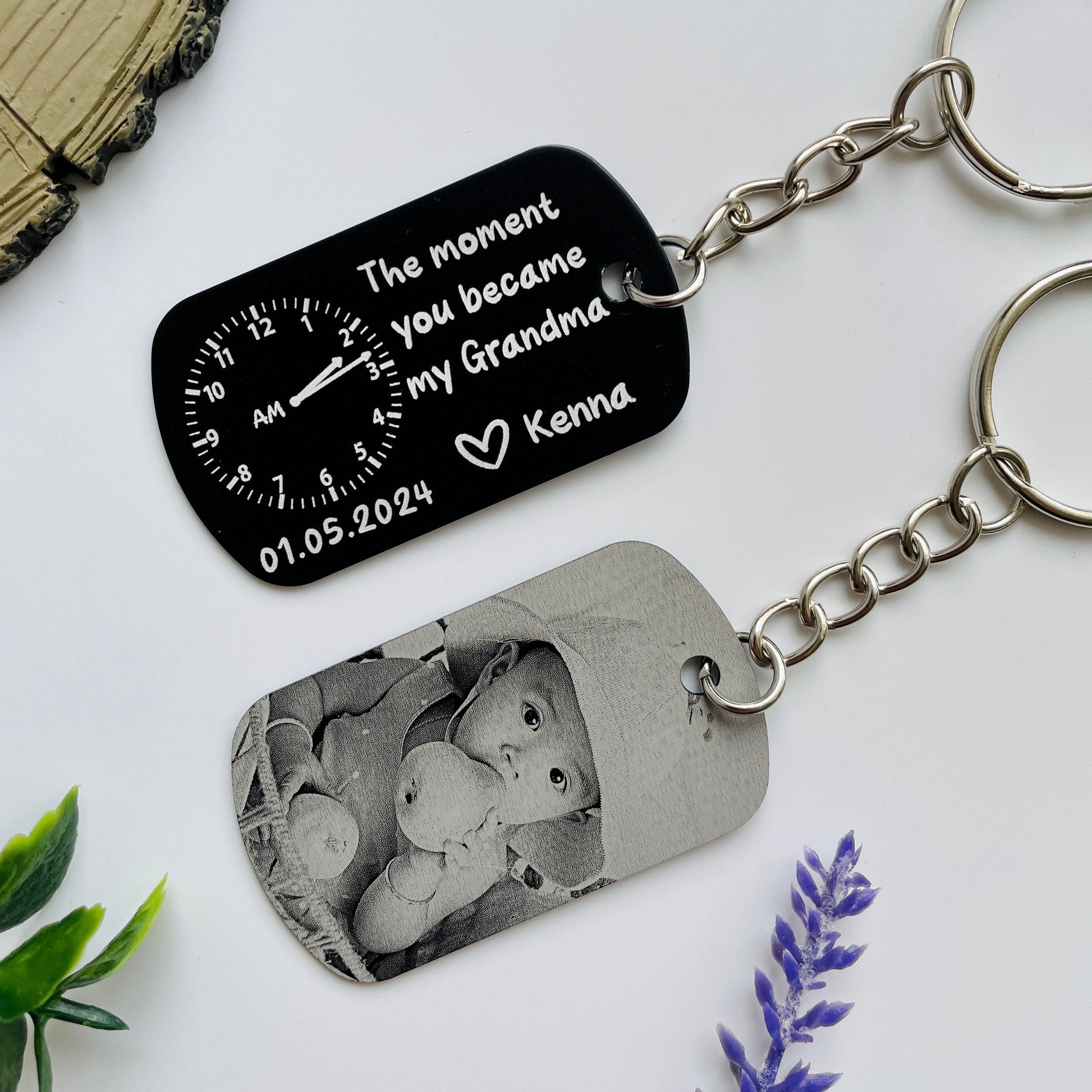 Personalised Daddy Photo Keyring - The Moment You Became My Daddy | Personalised New Born Baby Gift | Gift for New Mummy Daddy Grandma Nanny