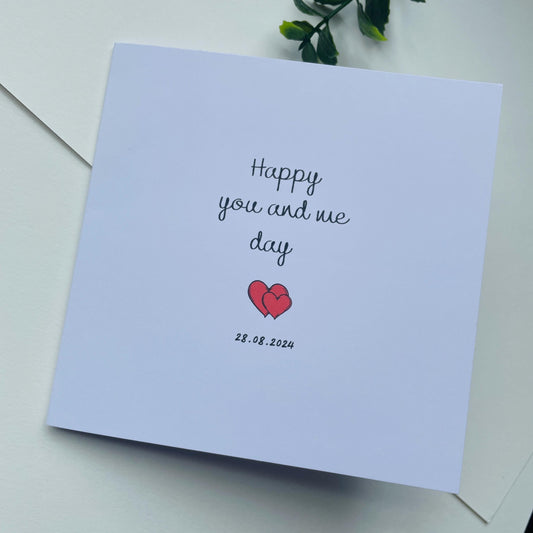 Personalized Anniversary Card - Happy You And Me Day | Card for Husband, Wife, Boyfriend, Girlfriend, Partner | Cute Anniversary Card 300gsm