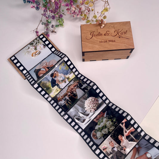 Pull Out Photo Box | Custom Wooden Photo Album | Personalised Memory Keepsake Box | Memory Trinket Wooden Box, Couples Gifts,Valentine's Day