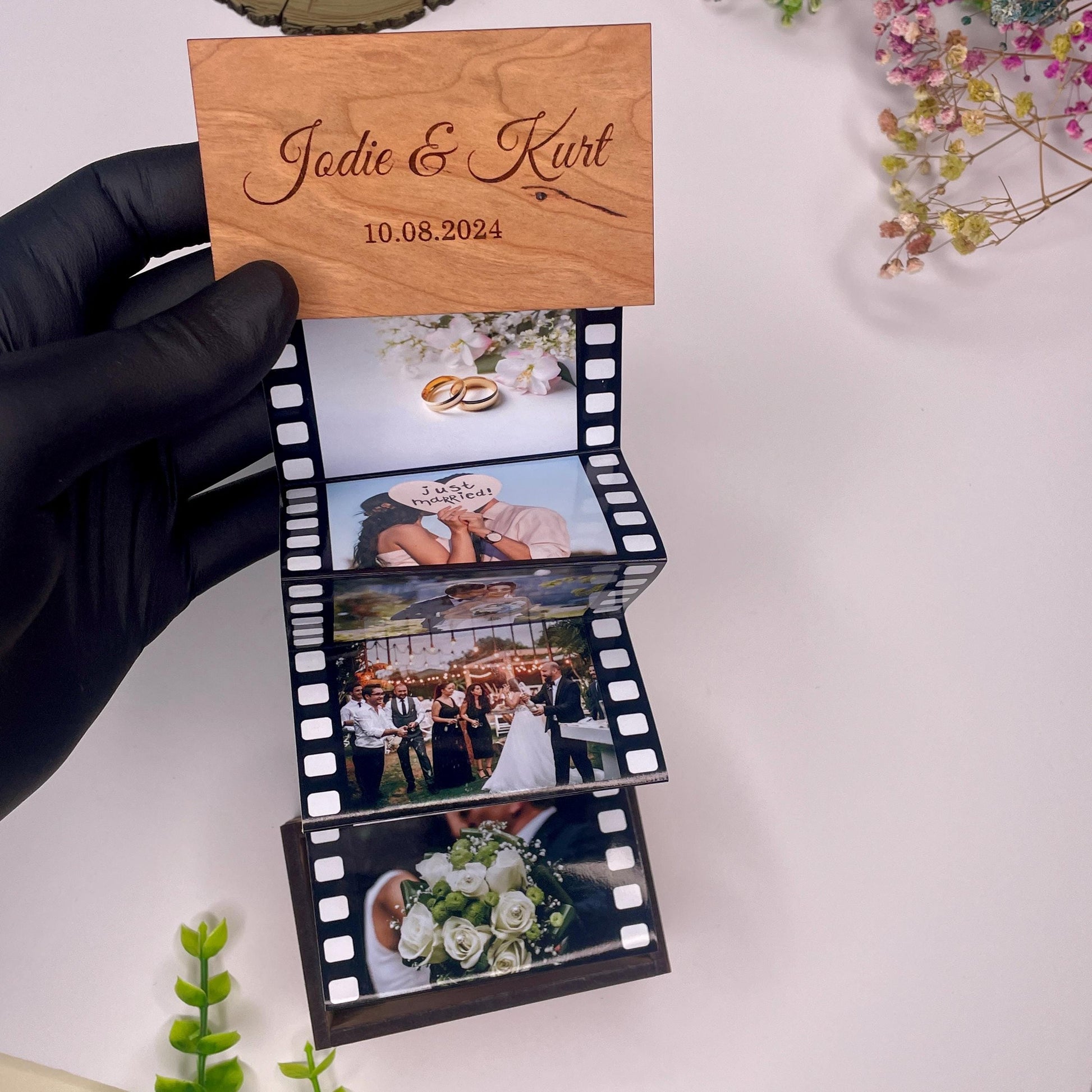 Pull Out Photo Box | Custom Wooden Photo Album | Personalised Memory Keepsake Box | Memory Trinket Wooden Box, Couples Gifts,Valentine's Day