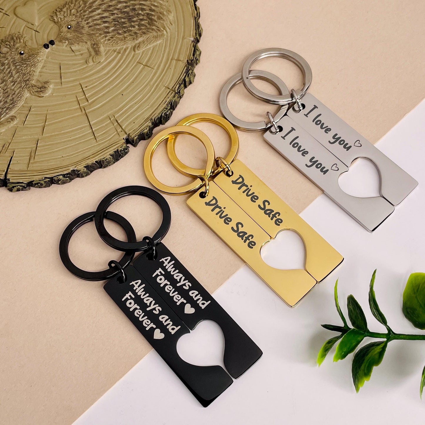 It Started With a Message Keychain | Personalized Date & Time Couple Keyring Set | Romantic Gift for Anniversary, Wedding, Valentine's Day