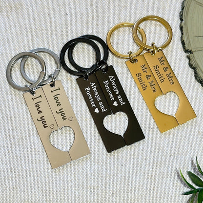 Custom Pair of engraved Wedding Mr & Mrs Keyrings, Couple Anniversary Gift, Wedding Date Keyrings, Wedding gift, Valentines Gift for Him Her
